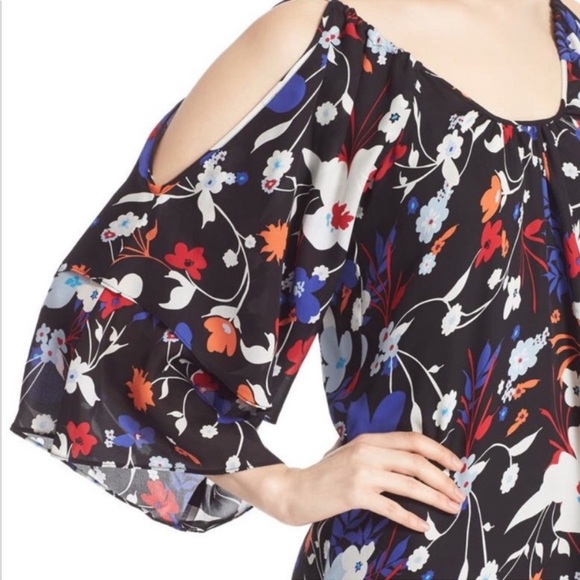 PARKER SILK COLD SHOULDER DOUBLE BELL SLEEVE MINI DRESS IN MINT ZEBRA PRINT SZ S - Picture 4 of 14